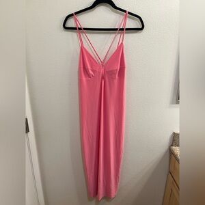 Mango hot pink midi dress